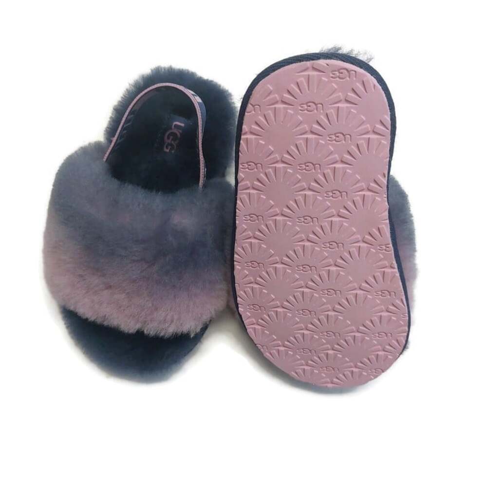 UGG Fluff Yeah Toddler 8T Gray Combo Gradient Fuzzy Slip On Slippers 1120835T - Picture 7 of 8